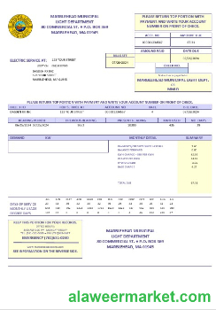 USA Marblehead Municipal Light Department business utility bill template in Word and PDF formats